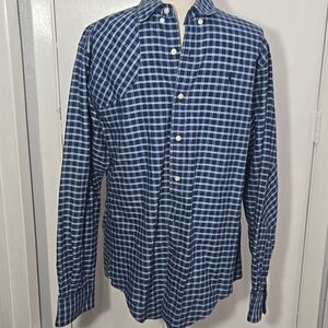 Ball And Buck The Hunters Shirt Plaid Button Up 100% Cotton Size Large Blue Red